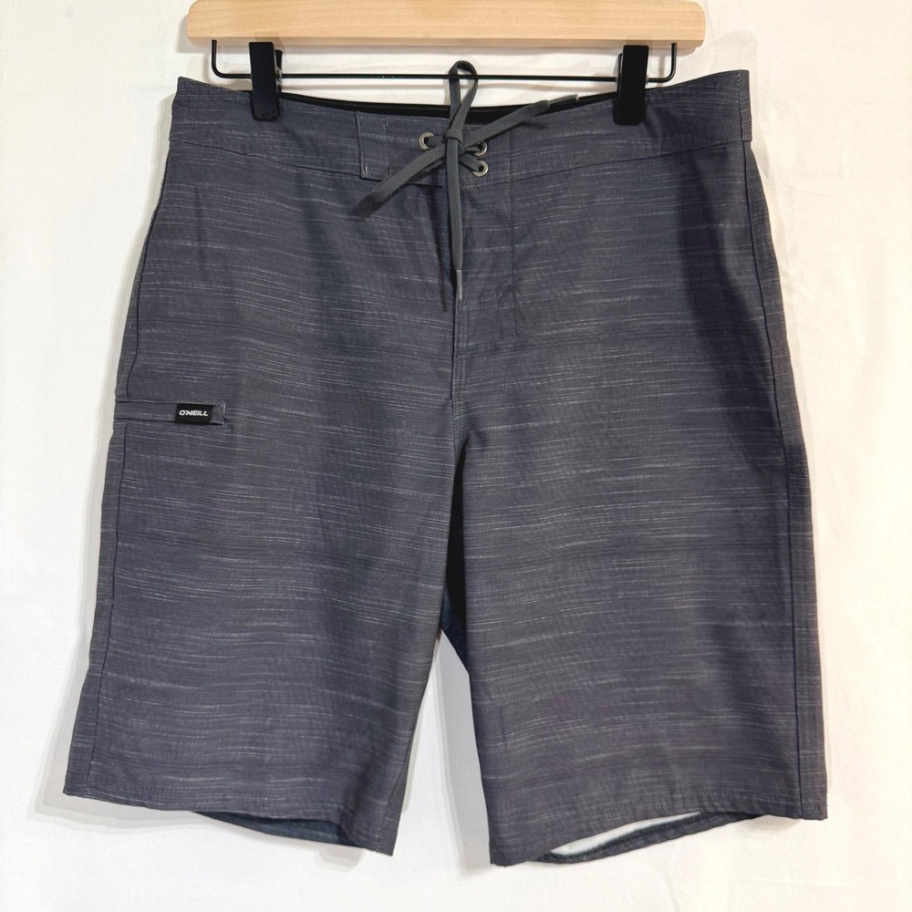 O'Neill Mens Board Shorts Size 30 Gray Heather Stretch Swim Trunks Surf Beach